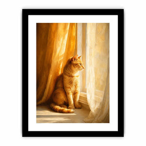   orange cat window canvas art bedroom