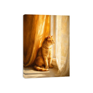   orange cat window canvas art bedroom