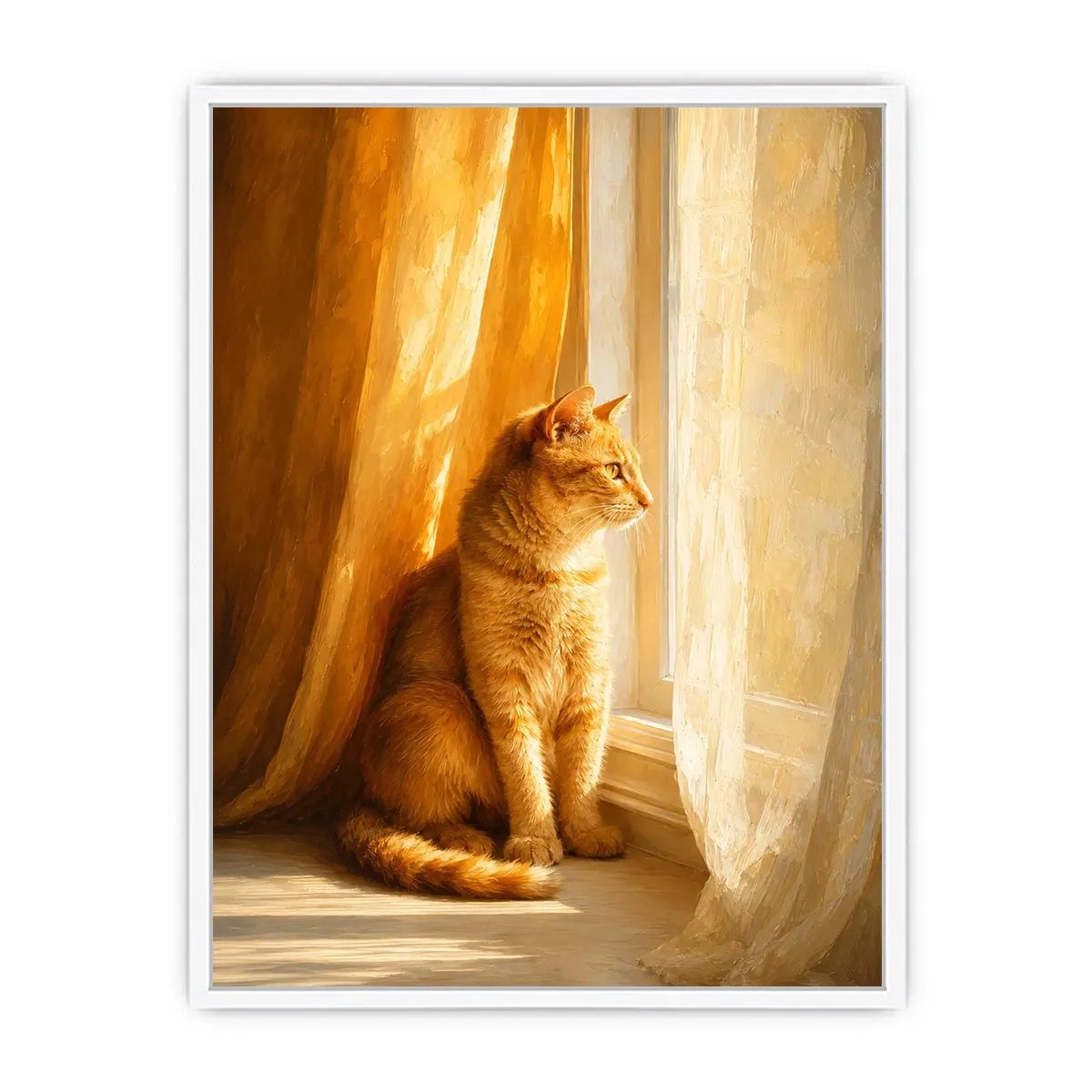   orange cat window canvas art bedroom