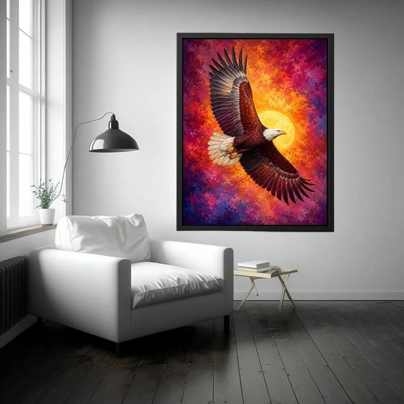   bald eagle crimson flight canvas art office