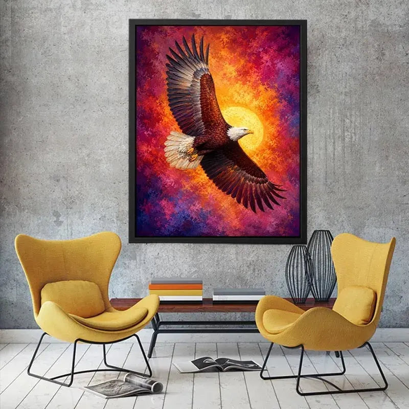   bald eagle crimson flight canvas art office