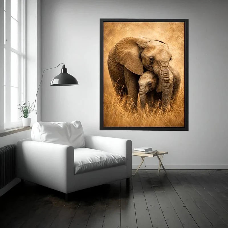   savanna elephant family canvas art