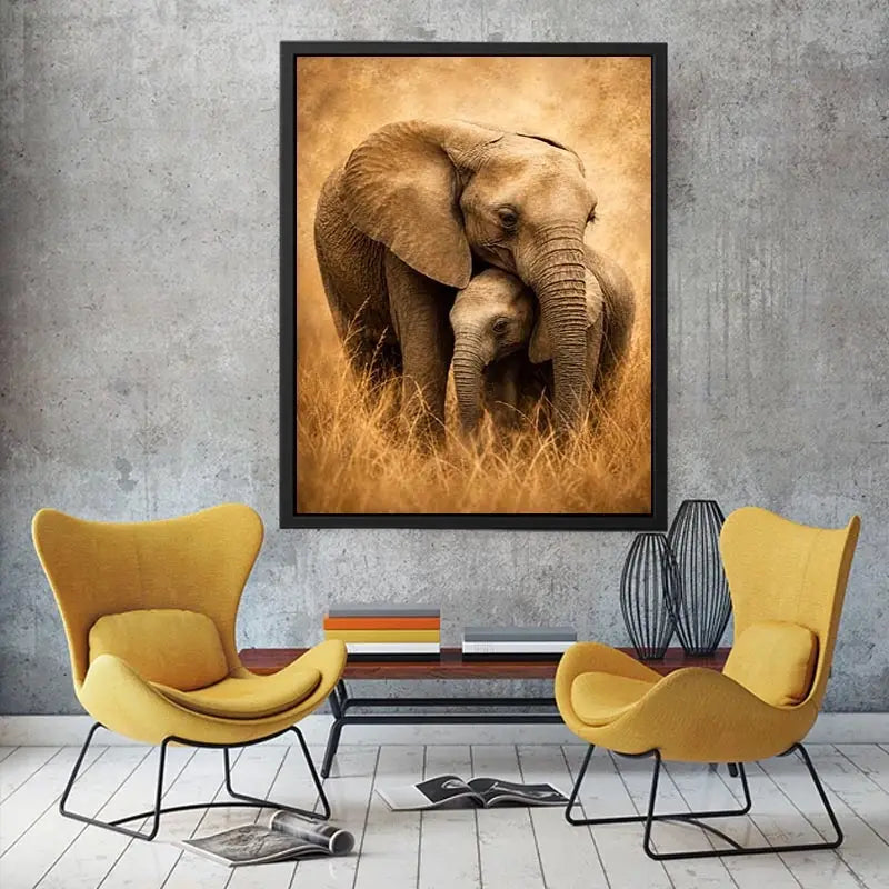   savanna elephant family canvas art