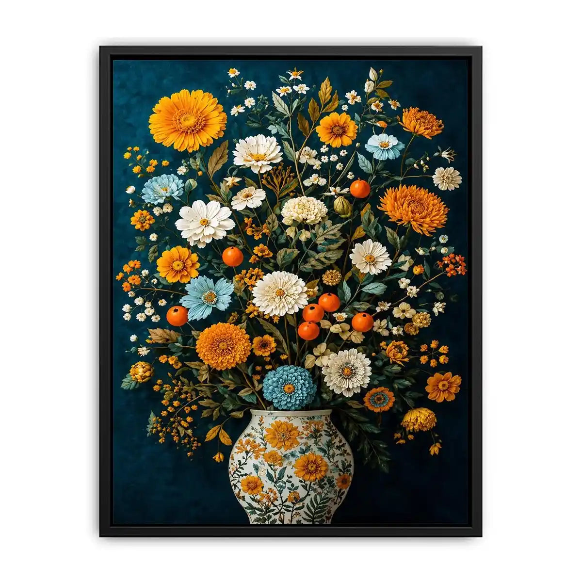   midnight floral vase canvas print