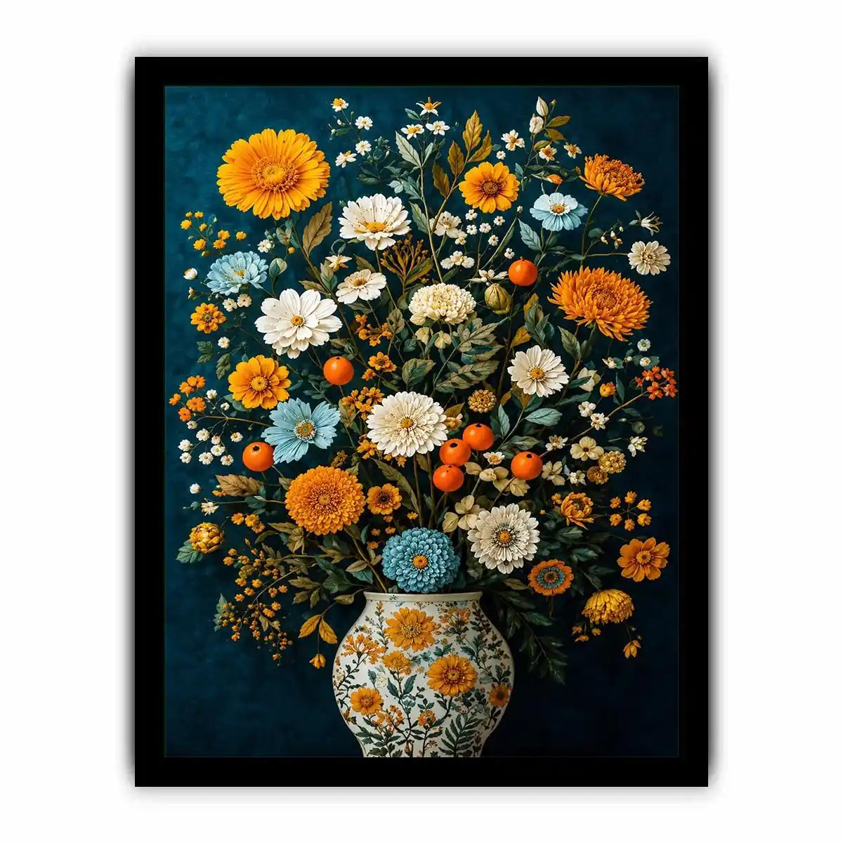   midnight floral vase canvas print