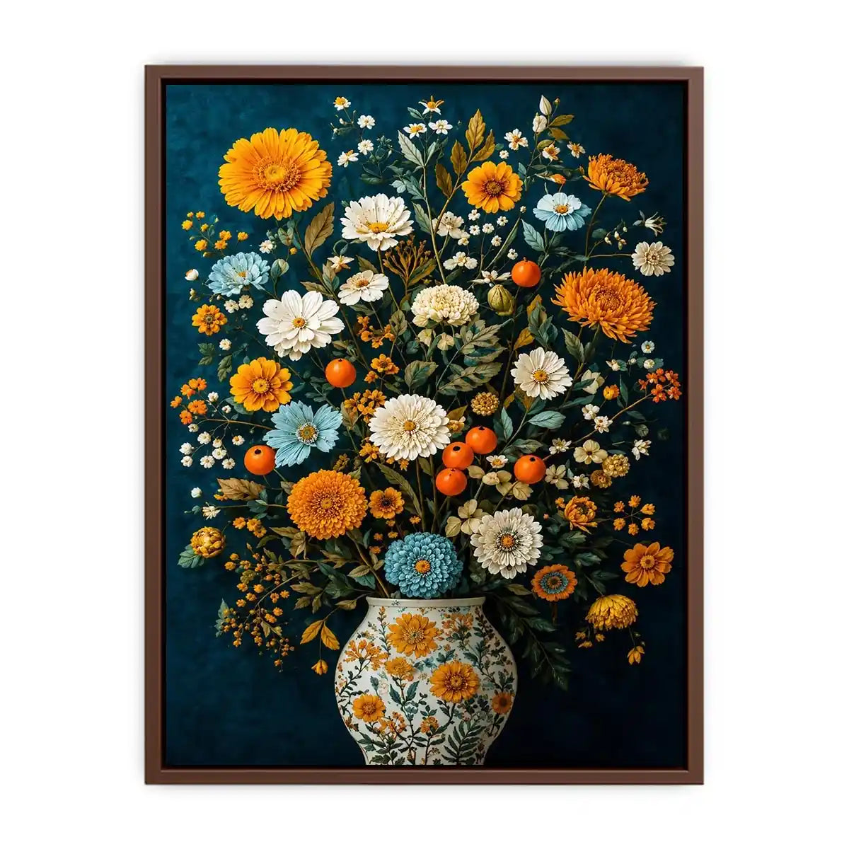   midnight floral vase canvas print