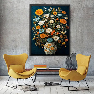   midnight floral vase canvas print
