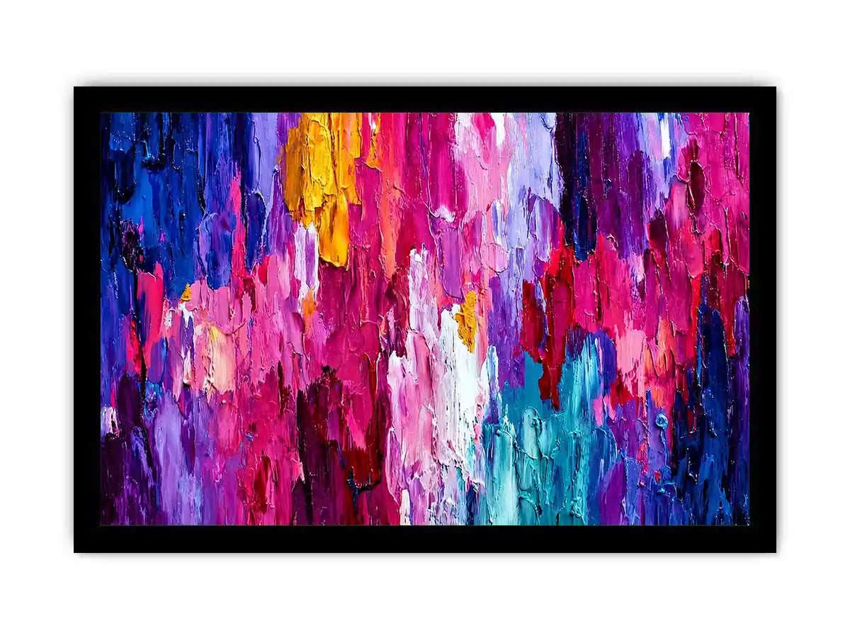   pink blue abstract impasto canvas