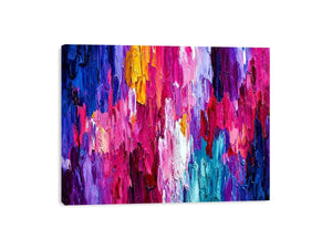   pink blue abstract impasto canvas