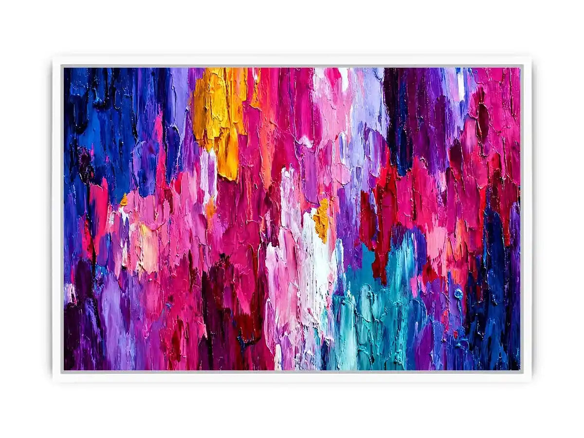   pink blue abstract impasto canvas