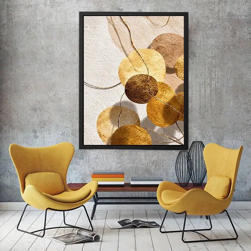   gold neutral geometric abstract canvas