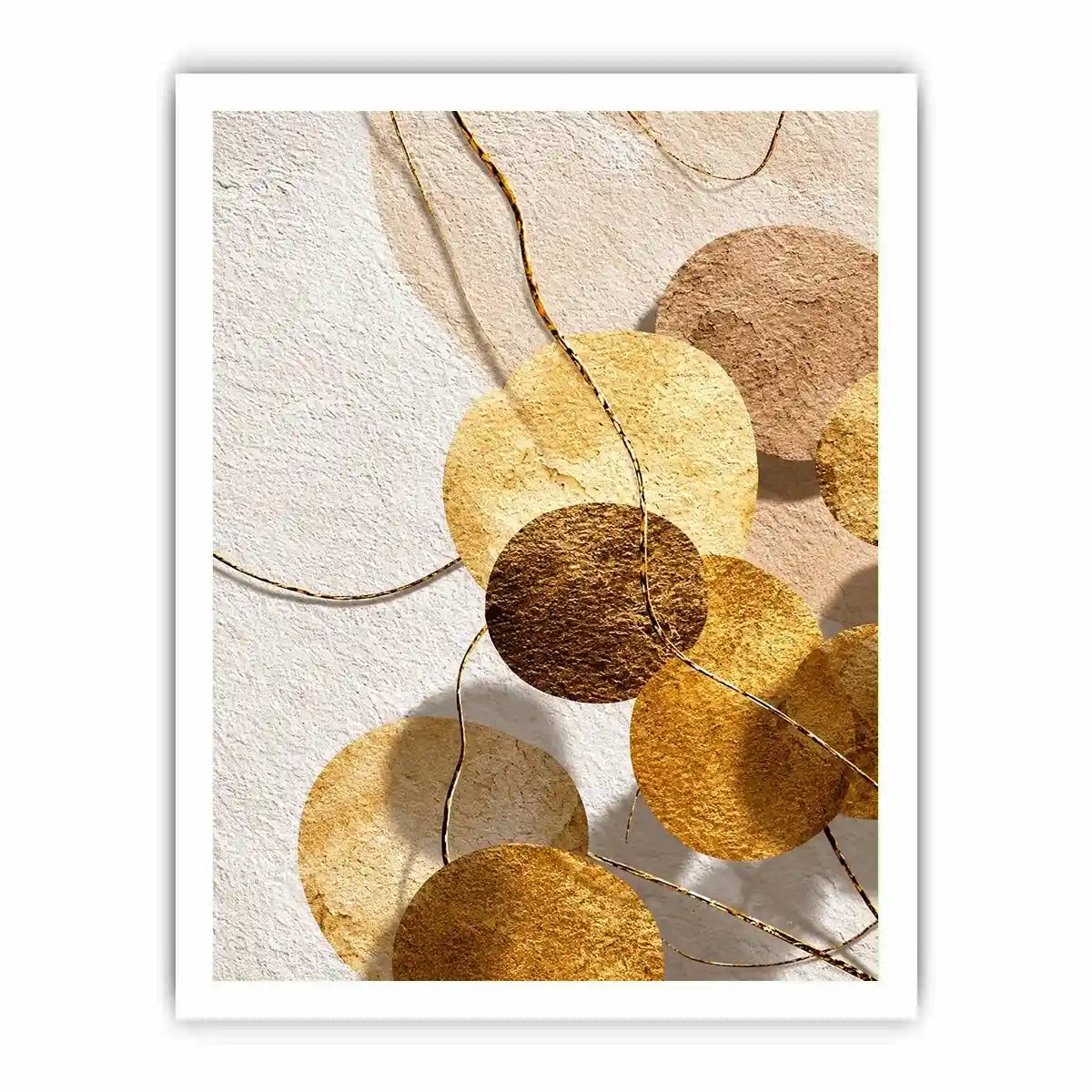   gold neutral geometric abstract canvas