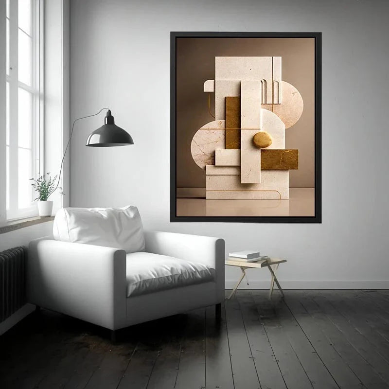   neutral marble geometric wall art