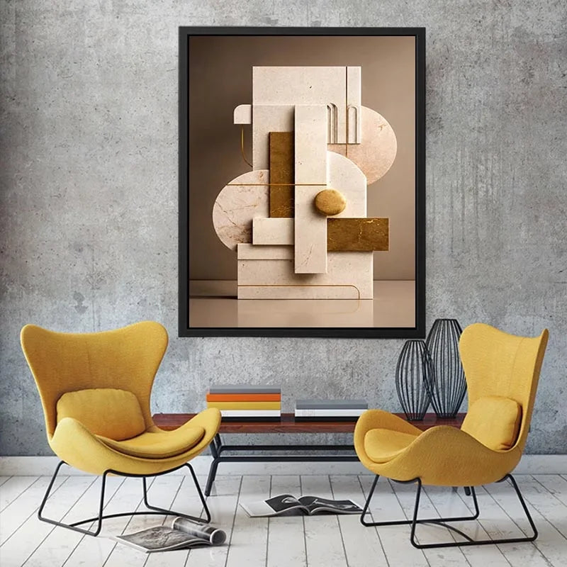   neutral marble geometric wall art