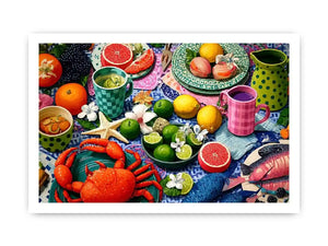   mediterranean seafood feast coastal kitchen wall art