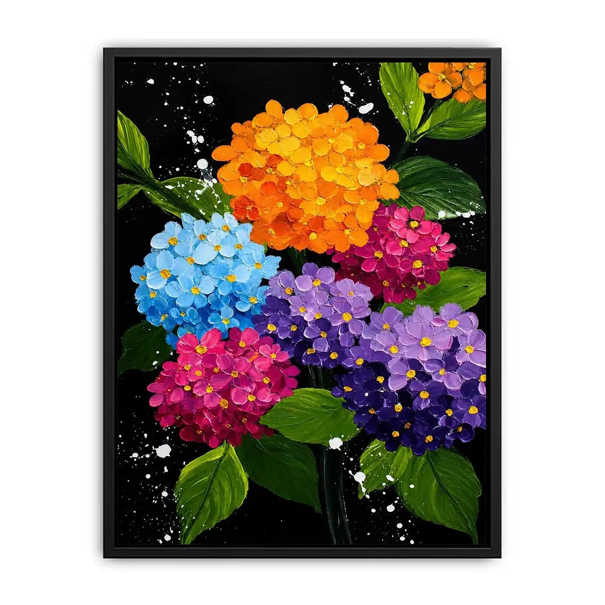   colorful hydrangea bouquet bold floral wall art