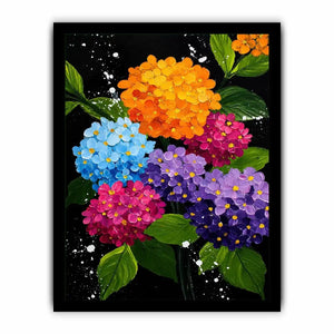   colorful hydrangea bouquet bold floral wall art
