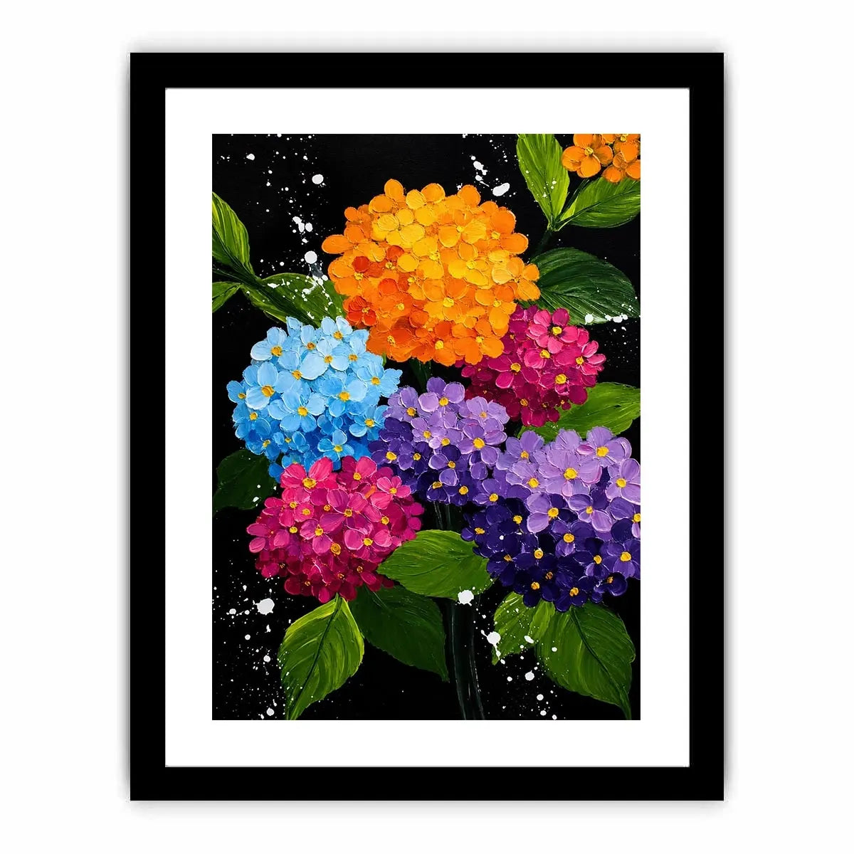   colorful hydrangea bouquet bold floral wall art