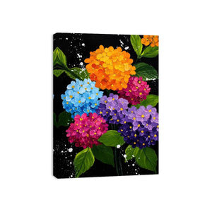   colorful hydrangea bouquet bold floral wall art