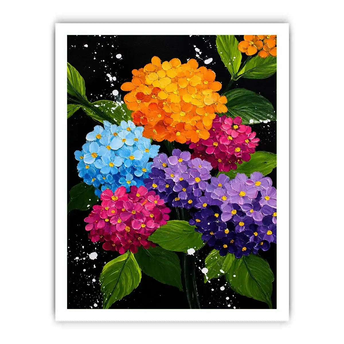  colorful hydrangea bouquet bold floral wall art