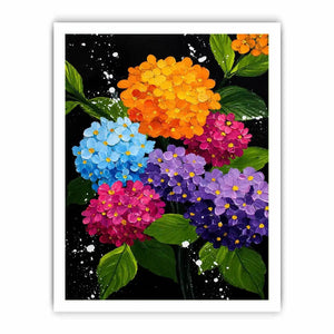   colorful hydrangea bouquet bold floral wall art