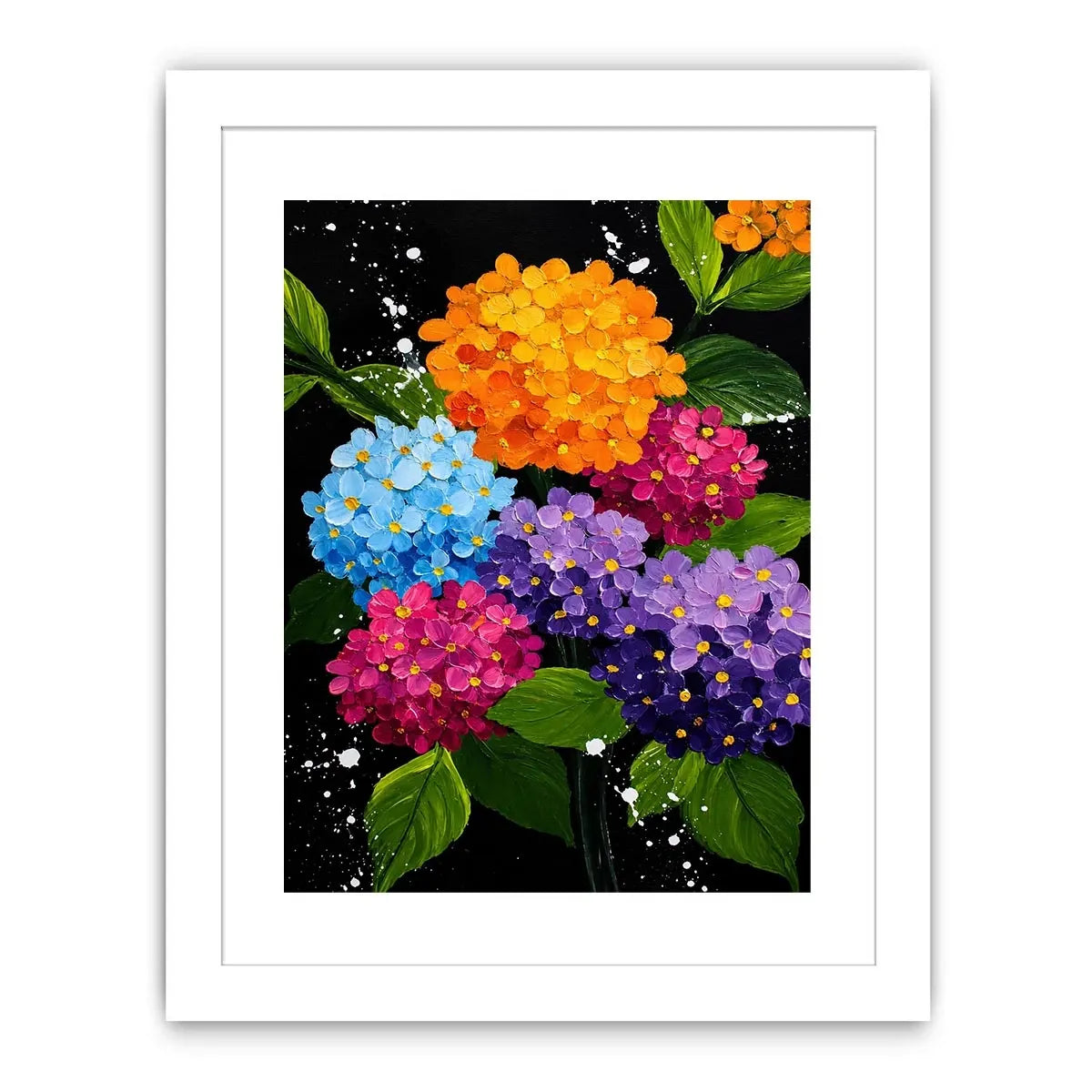   colorful hydrangea bouquet bold floral wall art
