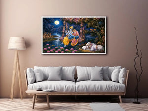   radha krishna moonlight vrindavan devotional art