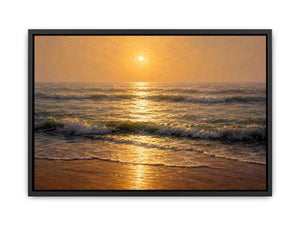   soft golden sunrise ocean serene coastal wall art