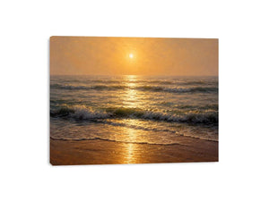   soft golden sunrise ocean serene coastal wall art