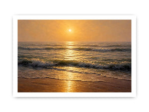   soft golden sunrise ocean serene coastal wall art