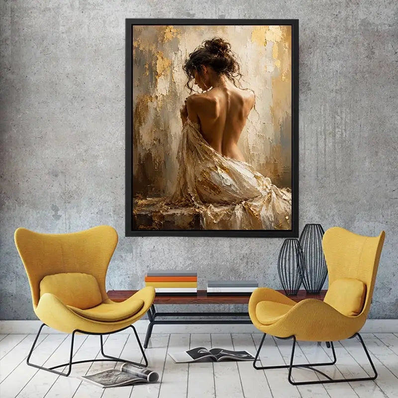   elegant figurative woman canvas bedroom