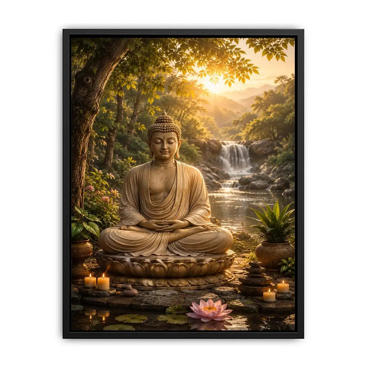   buddha meditation lotus canvas artwork