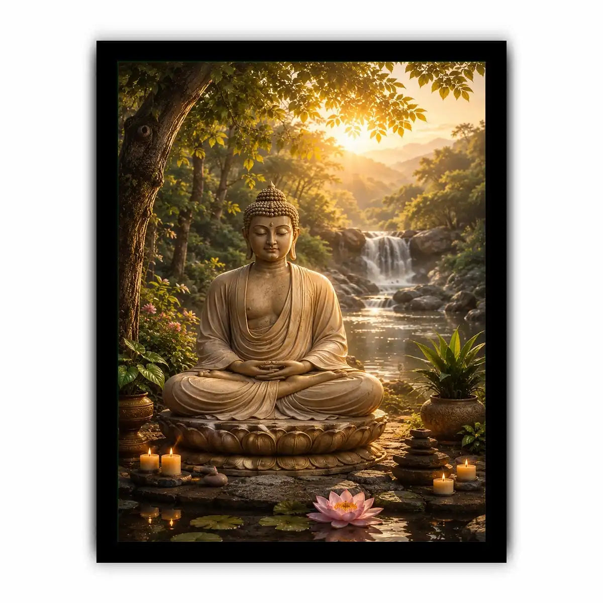   buddha meditation lotus canvas artwork