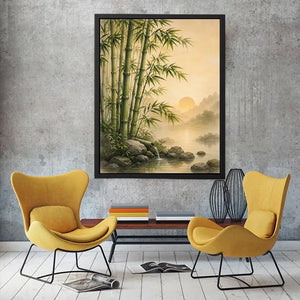   asian bamboo landscape bedroom canvas art