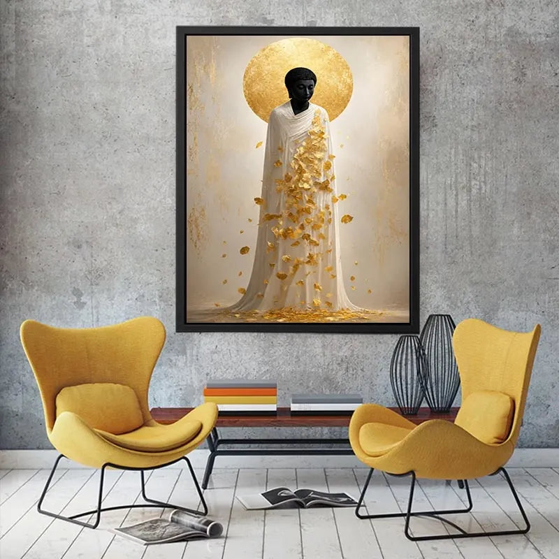   golden buddha spiritual canvas wall art