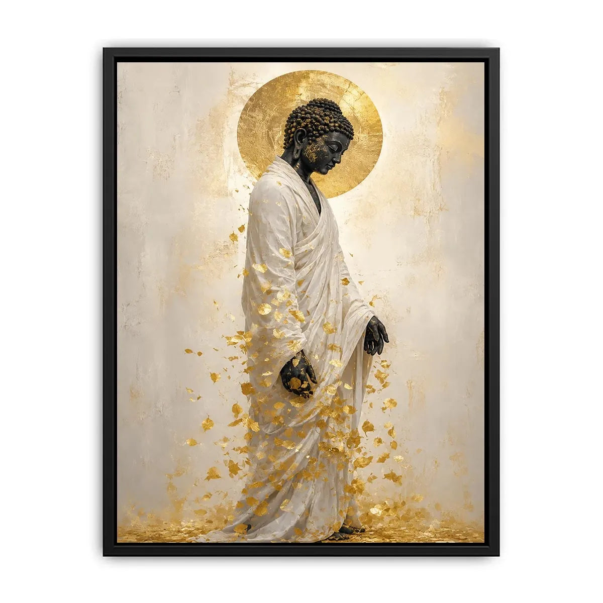   serene buddha gold leaves artwork