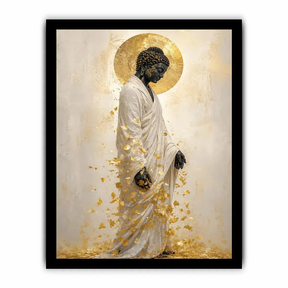   serene buddha gold leaves artwork