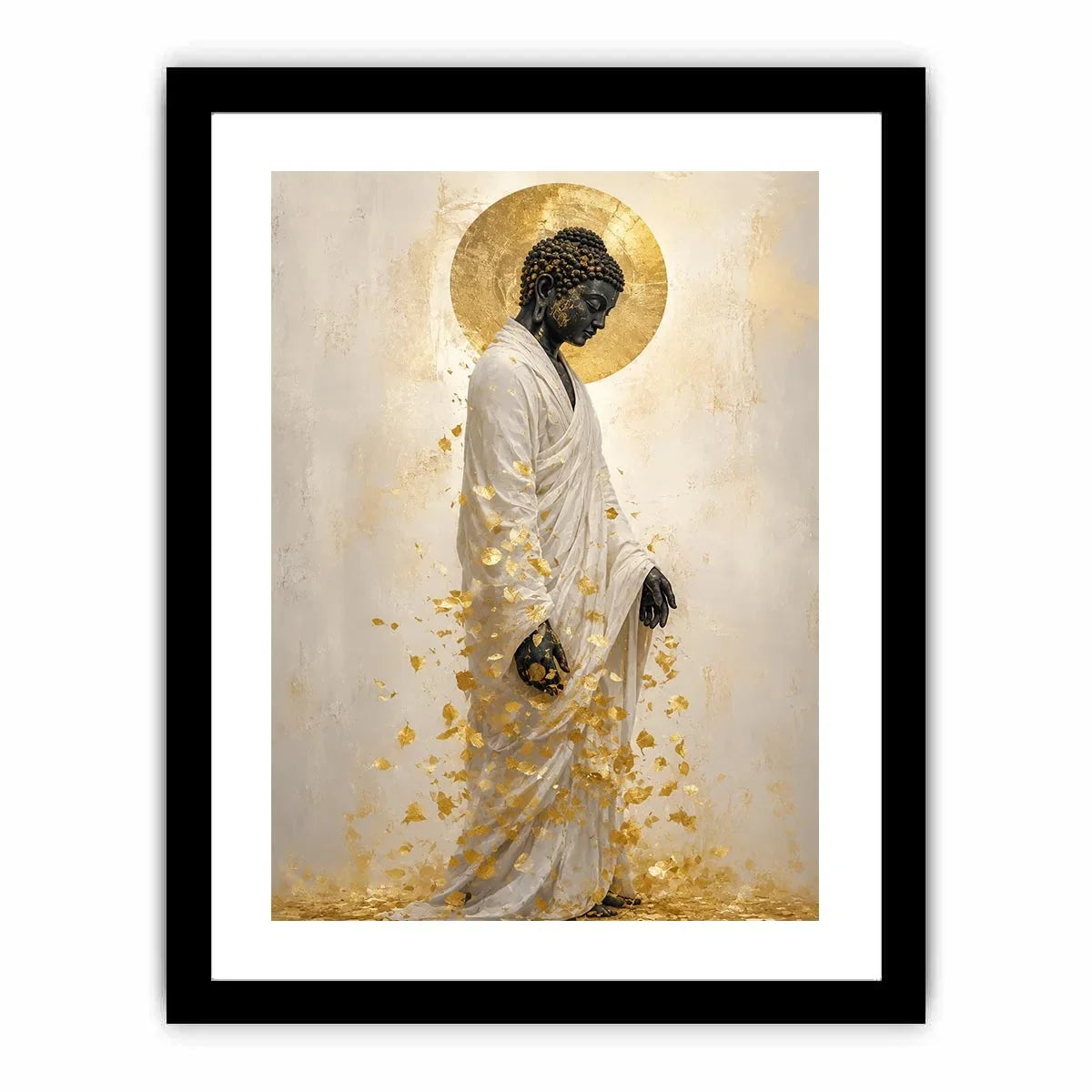   serene buddha gold leaves artwork
