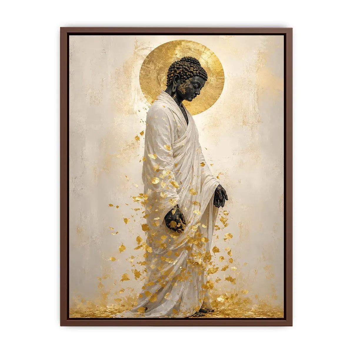   serene buddha gold leaves artwork