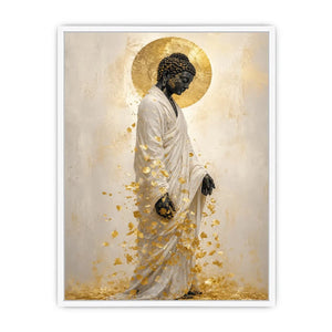   serene buddha gold leaves artwork