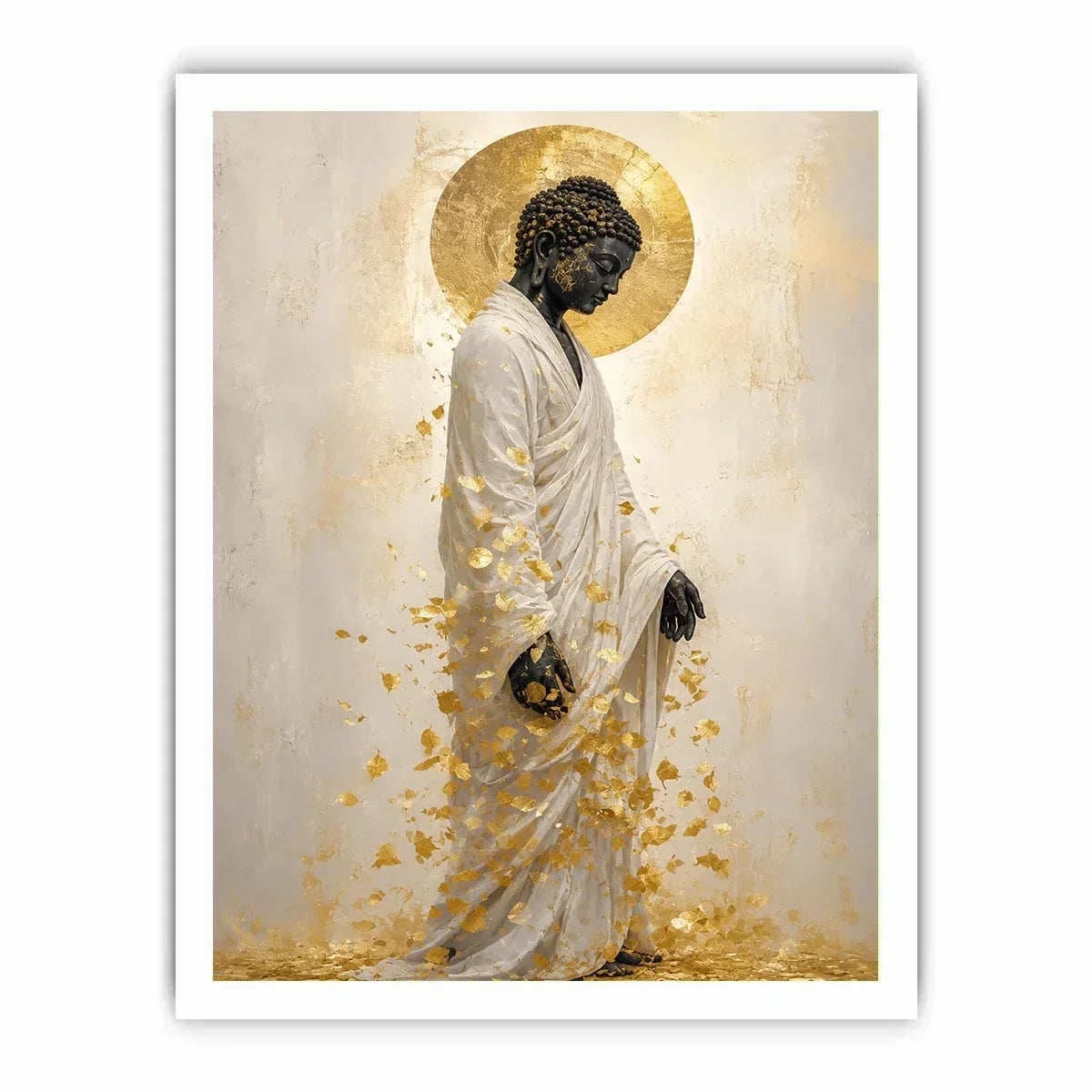   serene buddha gold leaves artwork