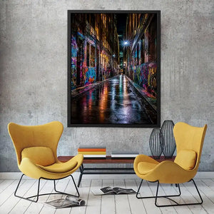   neon graffiti alley urban wall art