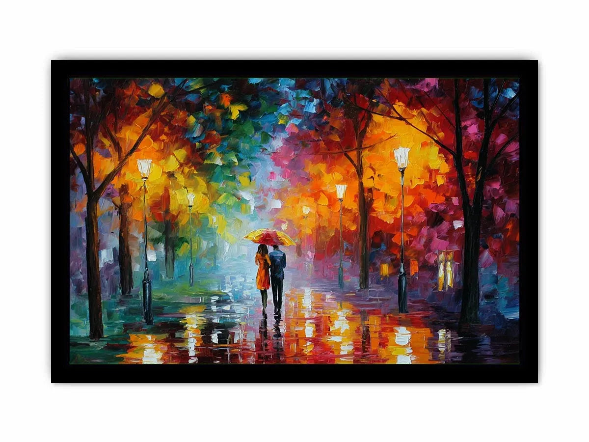   colorful rainy park canvas print