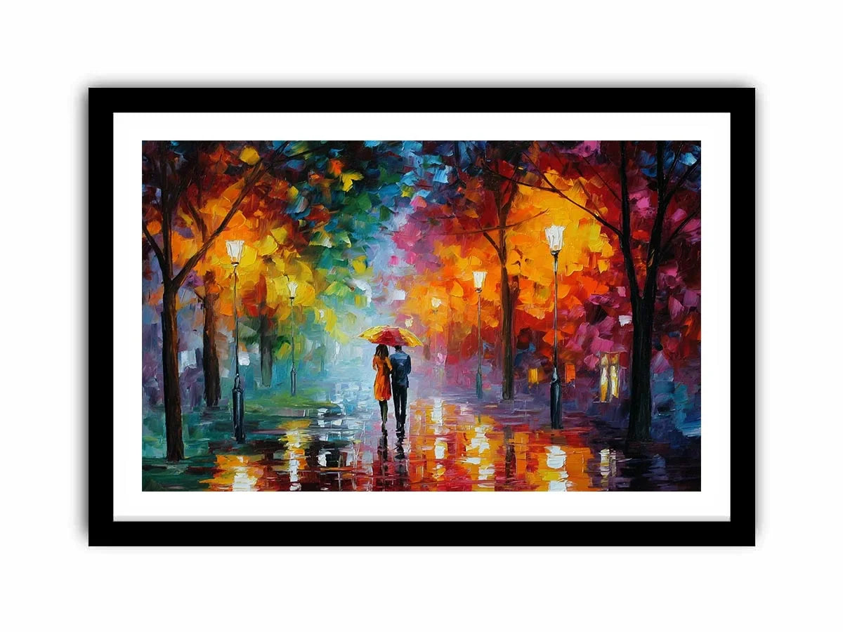  colorful rainy park canvas print