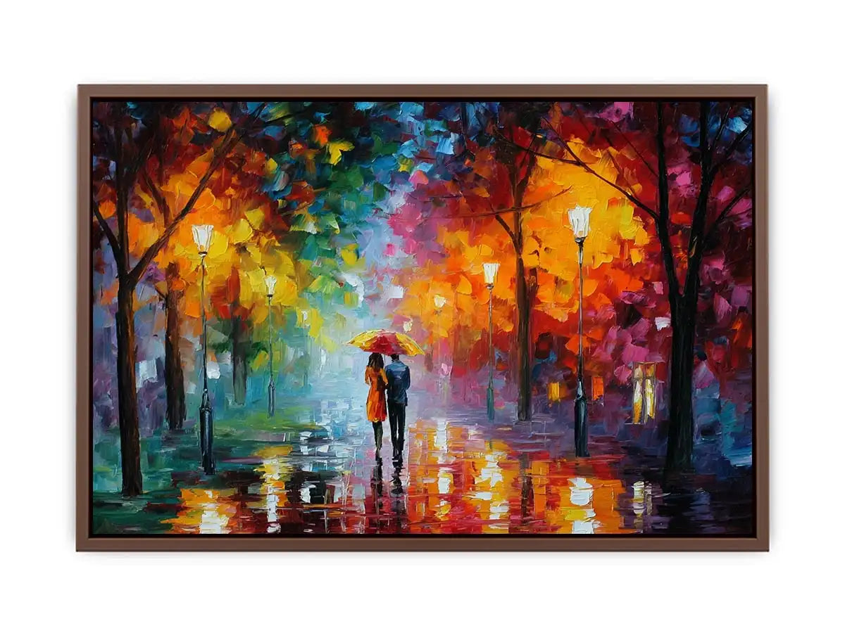   colorful rainy park canvas print