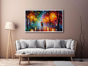   colorful rainy park canvas print