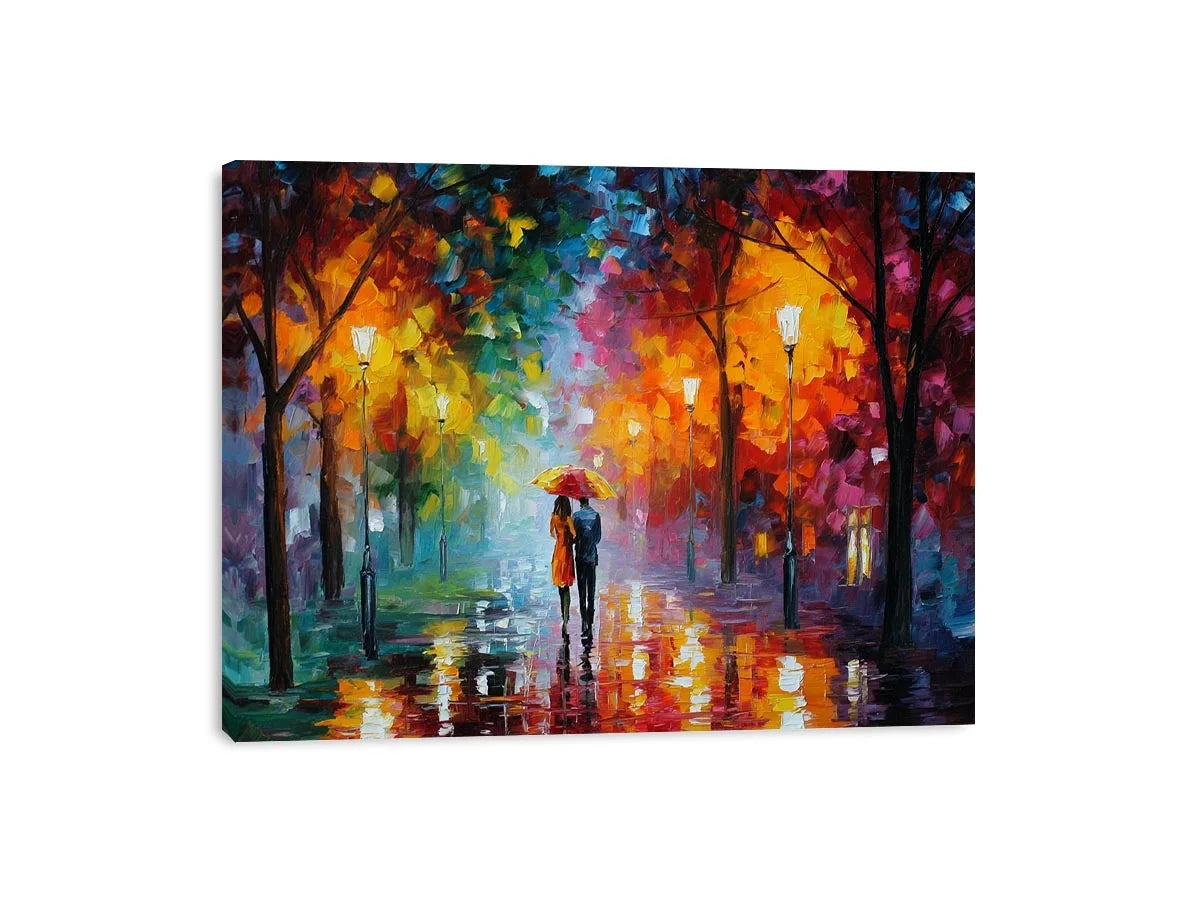   colorful rainy park canvas print