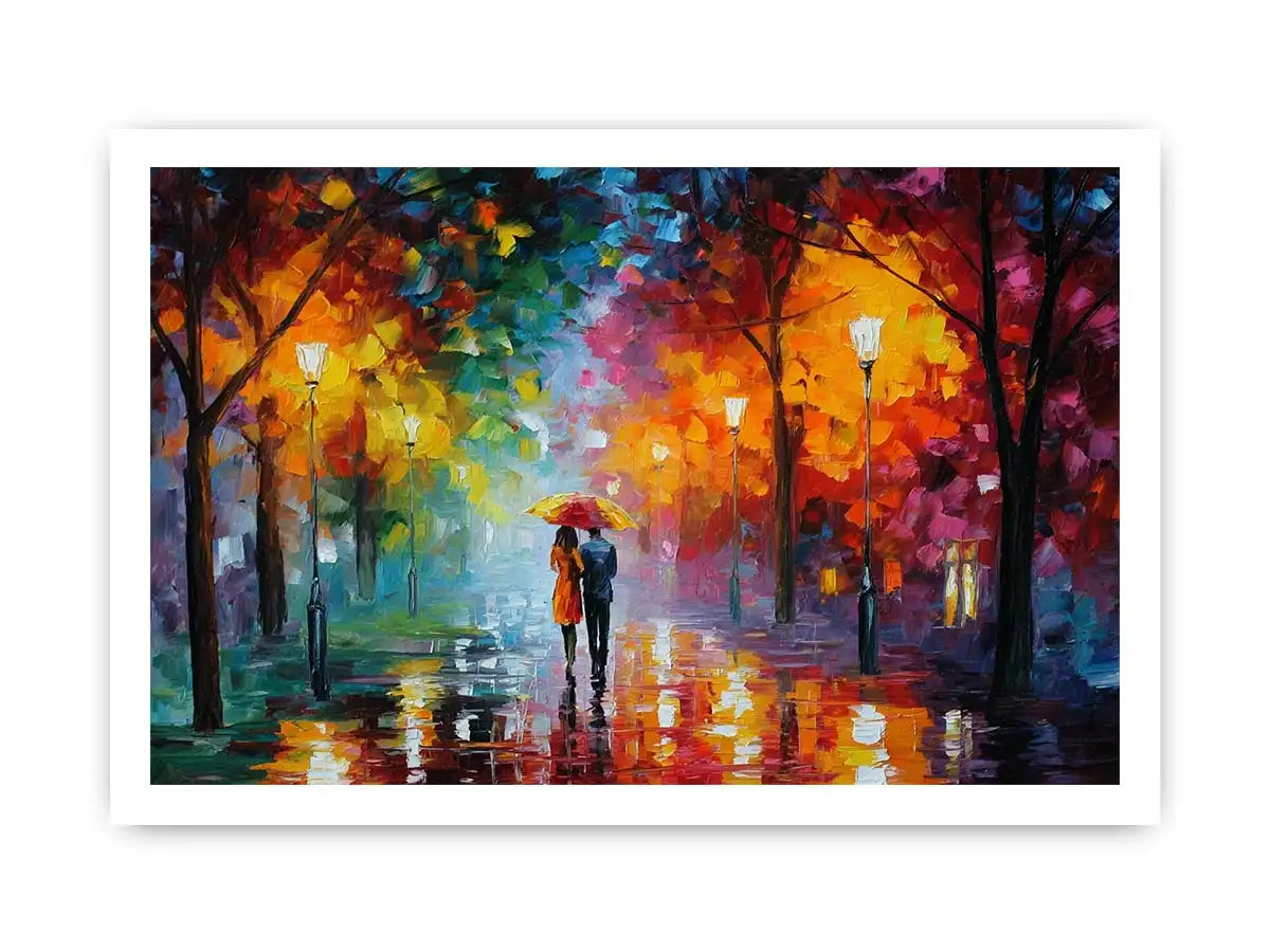   colorful rainy park canvas print
