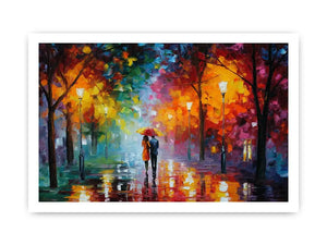   colorful rainy park canvas print