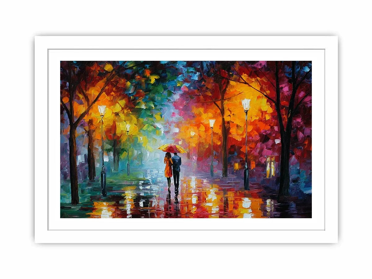   colorful rainy park canvas print